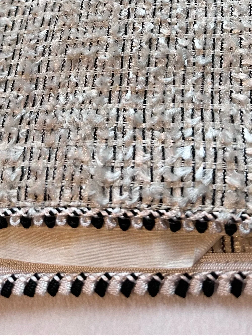 RUTY France Fuzzy Tweed Pencil Skirt Ivory White Black Womens 10-12 Waist 31”